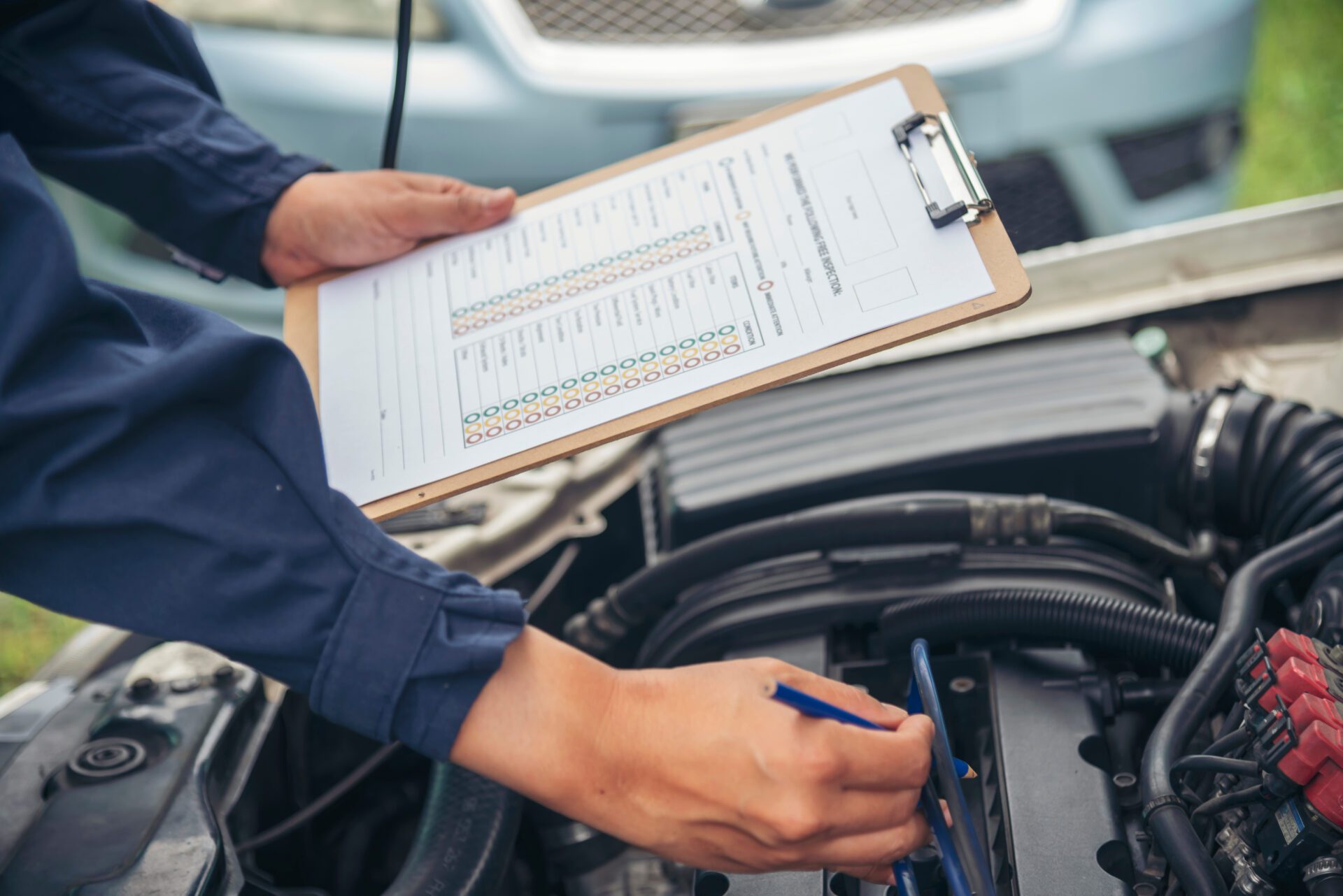 Mechanic car service auto garage in automotive mobile center. Technician workshop repair engine motor vehicles service mechanical engineering business. Automobile mechanic hands car repairs technic